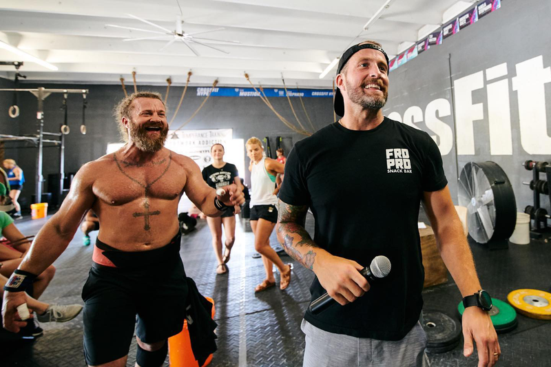 matt williams leading crossfit session with fropro shirt on
